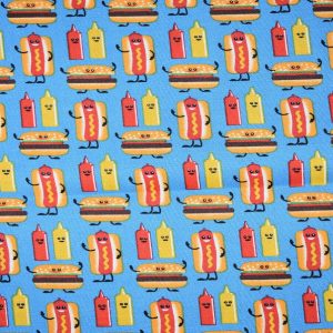 Hot Dog Burger Fun Novelty Cotton Fabric
