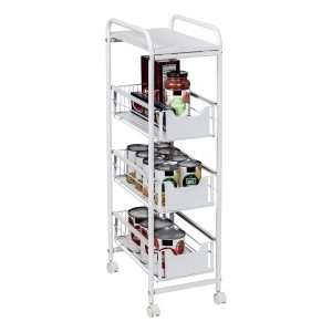 Honey Can Do 15 x 33 White 4 Drawer Slim Rolling Cart - 1