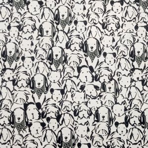 White Sketch Dogs Super Snuggle Flannel Fabric