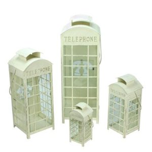 Northlight 4ct Telephone Booth Glass Pillar Candle Lanterns