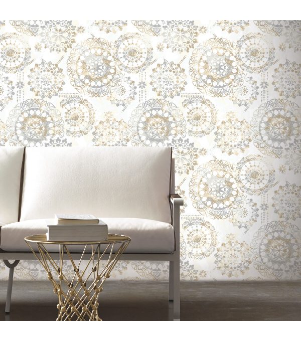 RoomMates Wallpaper Tan   Blue Bohemian - Image 2