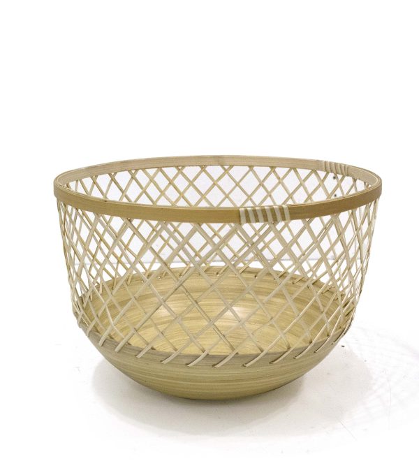 13 Natural Bamboo Open Weave Basket by Place   Time