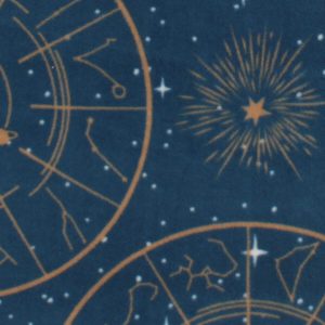 Celestial Gold Stars on Blue Anti Pill Fleece Fabric