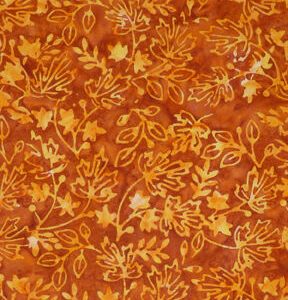 Rust Orange Leaves Batik Cotton Fabric