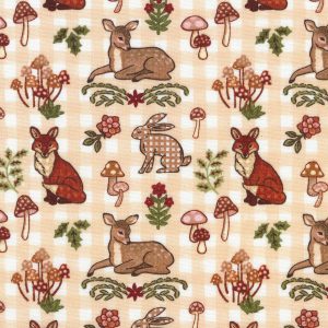 Beige Winter Forest Novelty Cotton Fabric