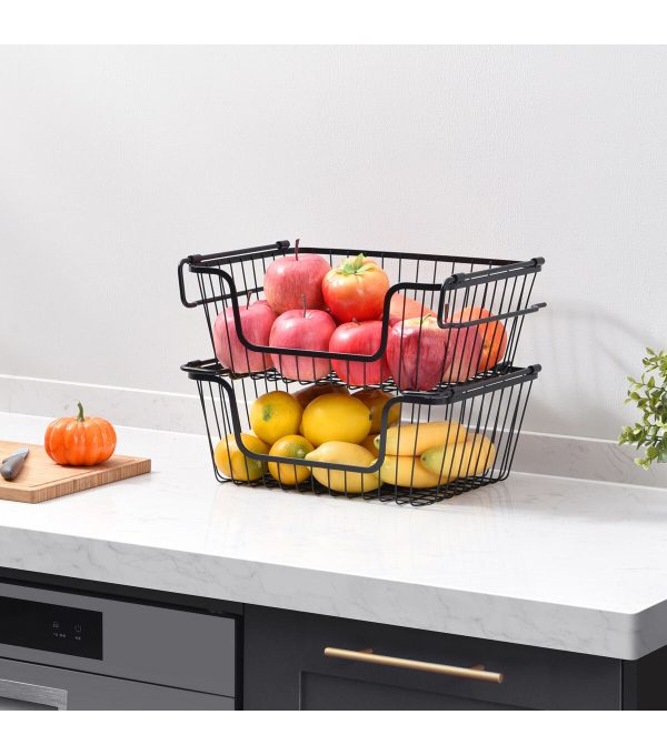 Oceanstar 14 x 10 Black Stackable Metal Wire Storage Baskets 2pk - Image 9