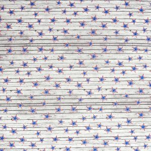 Stars on White Wood Plank Patriotic Cotton Fabric
