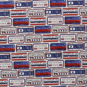 Pennsylvania License Plate State Pride Cotton Fabric