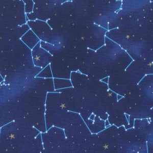 Novelty Metallic Cotton Fabric Star Constellations