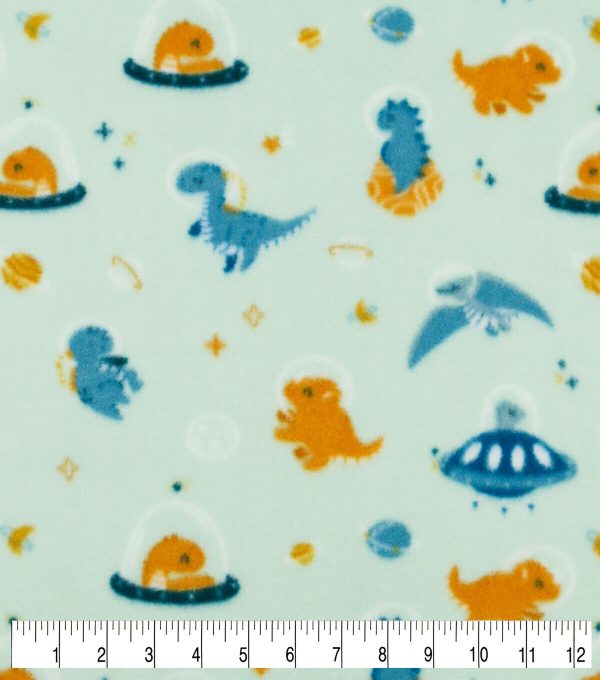 Dinosuars in Space Anti Pill Fleece Fabric - Image 3