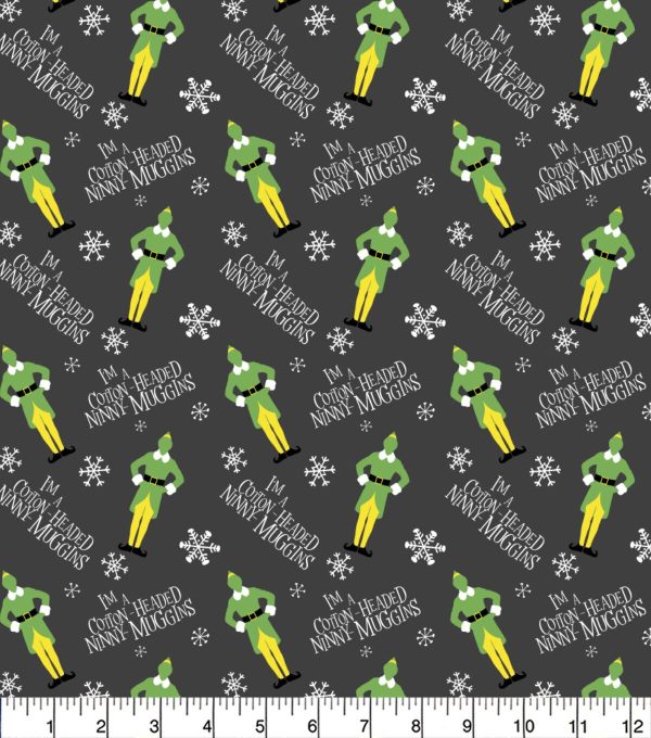 Elves   Snowflakes Christmas Cotton Fabric