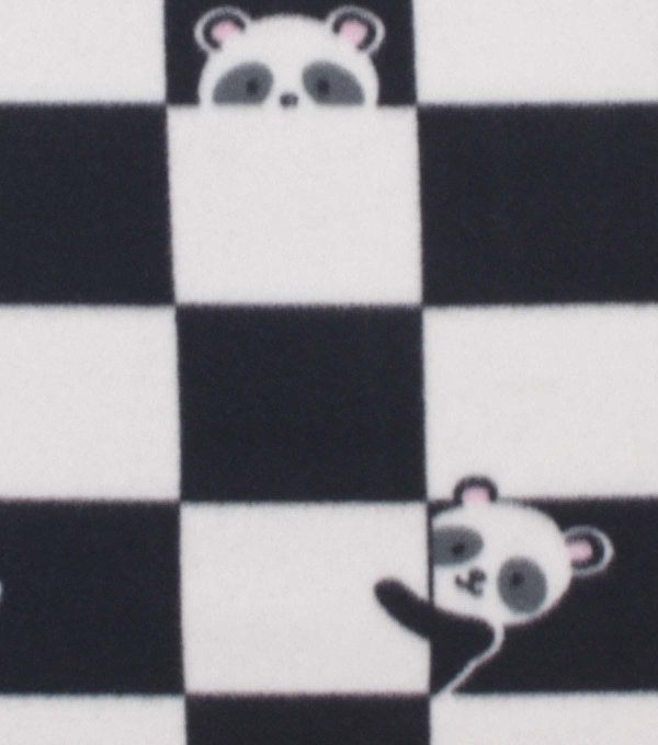 Black   White Checkerboard With Pandas Blizzard Fleece Fabric