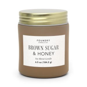 Foundry 6.5oz Frosted Scented Jar Candle With Gold Lid