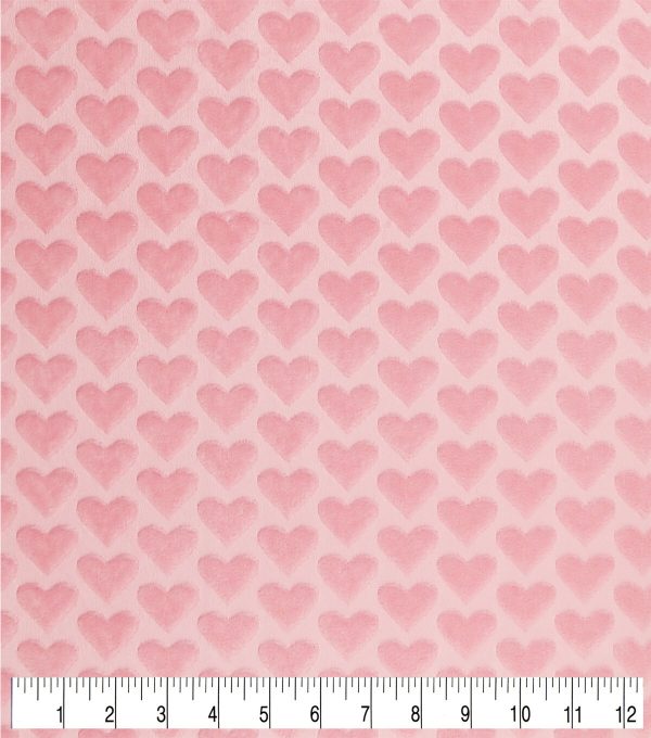 Soft   Minky Light Pink Heart Fleece Fabric - Image 3