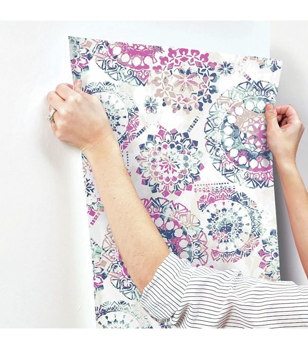 RoomMates Wallpaper Pink   Blue Bohemian - Image 8
