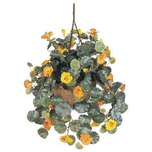 Nearly Natural Nasturtium Silk Hanging Basket