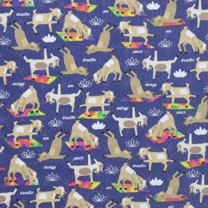 Happy Goat Yoga Novelty Cotton Fabric