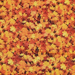 Fall Orange Realistic Leaves Cotton Fabric