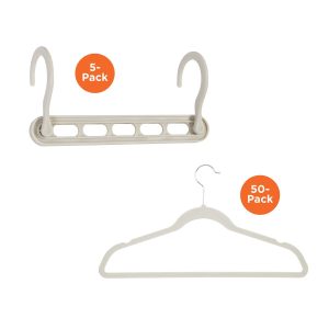 Honey Can Do 9 x 4 White Velvet Collapsible Hangers 55pk