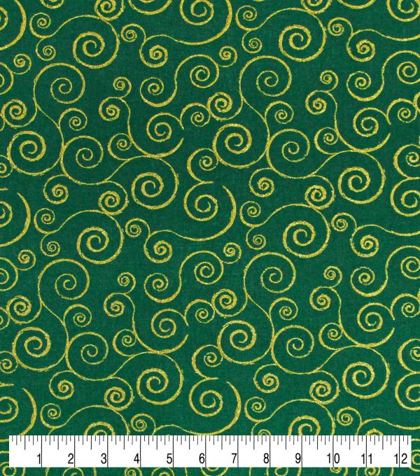 Scrolls Christmas Glitter Cotton Fabric - Image 8