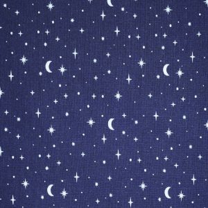 Stars   Moons on Navy Cotton Fabric by Quilter s Showcase