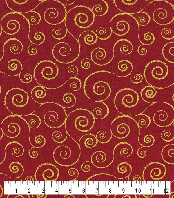 Scrolls Christmas Glitter Cotton Fabric - Image 6