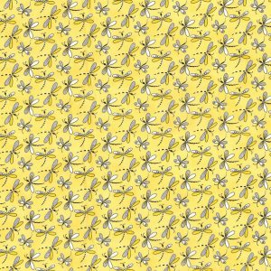 Fabric Traditions Dragonflies Yellow Novelty Glitter Cotton Fabric
