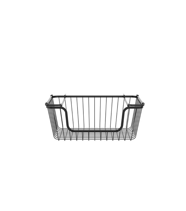 Oceanstar 14 x 10 Black Stackable Metal Wire Storage Baskets 2pk - Image 3
