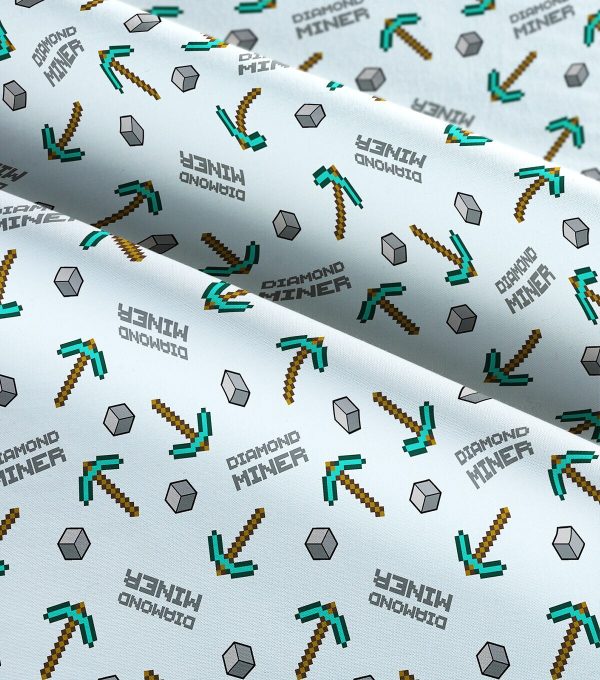 Minecraft Diamond Miner Cotton Fabric - Image 3