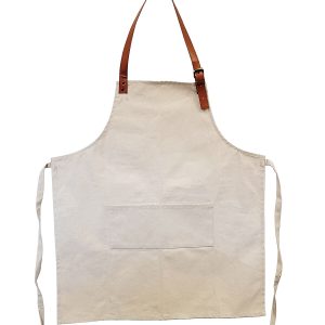Canvas Apron with Adjustable Vegan Leather Straps   Natural