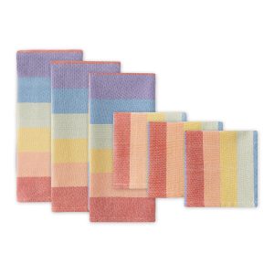 Design Imports Set of 6 Rainbow Kitchen Towels   Dishcloths - 1
