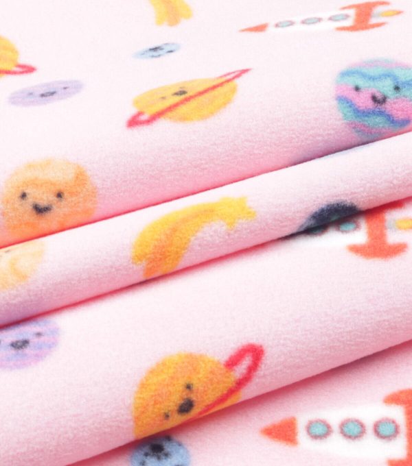 Space Icons on Pink Anti Pill Fleece Fabric by POP! - Image 3