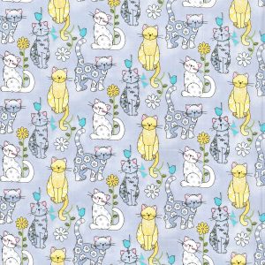 Fabric Traditions Pattern Cats Gray Novelty Glitter Cotton Fabric