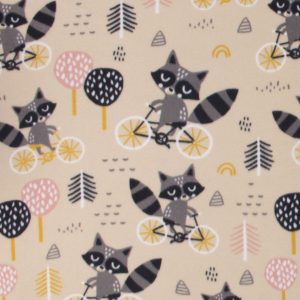Racoons on Bikes Blizzard Fleece Fabric
