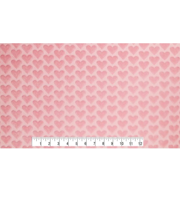 Soft   Minky Light Pink Heart Fleece Fabric - Image 4