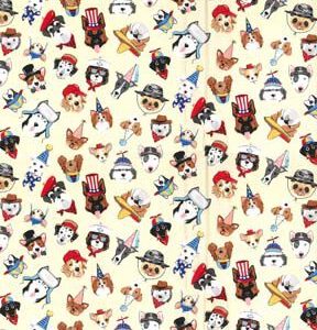 Fabric Traditions Dogs With Hats on White Novelty Cotton Fabric
