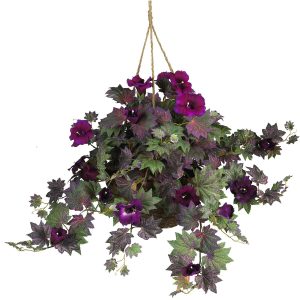 Nearly Natural Morning Glory Hanging Basket