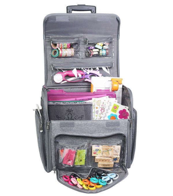 Everything Mary 18.5 Gray Collapsible Rolling Scrapbook Case - Image 3