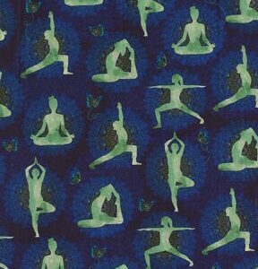 Fabric Traditions Dark Blue Namaste Novelty Cotton Fabric