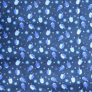 Dreidel On Navy Holiday Cotton Fabric
