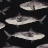 Sharks on Black Anti Pill Fleece Fabric