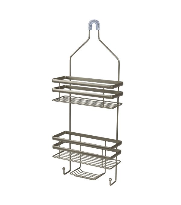 Honey Can Do 11 x 26 Satin Nickel 2 Tier Wire Steel Shower Caddy - Image 2